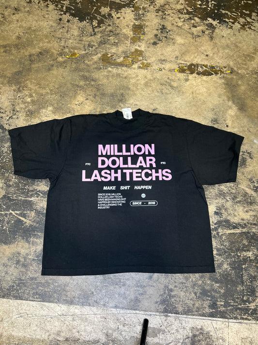 Million Dollar Lash Techs Drop Shoulder Tee (Pink)